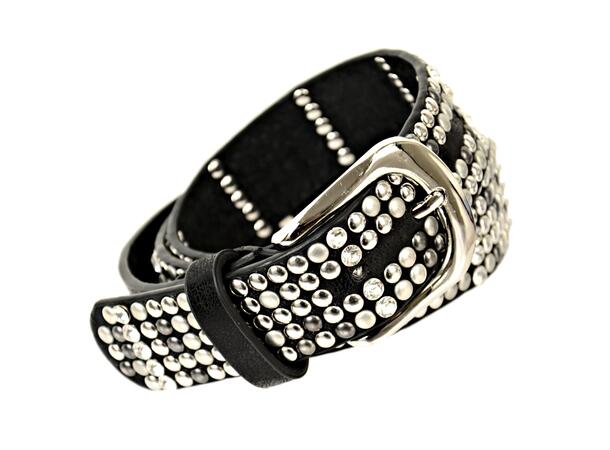 Belte 3,5cm shiny m/studs  sort 